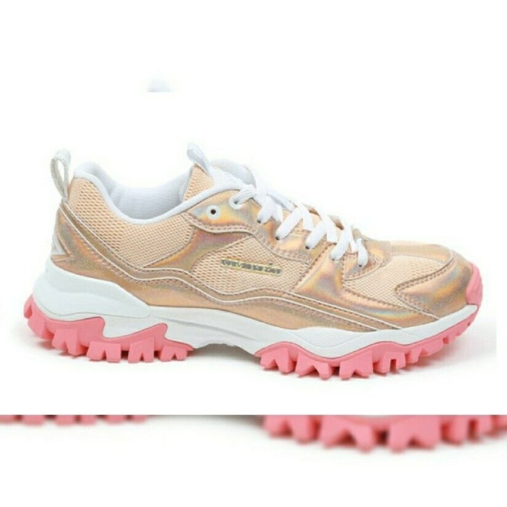 UMBRO AUTHENTIC BUMPY IRIDESCENT SNEAKERS WOMEN SIZ 6.5 WHITE/GOLDEN/SACHET PINK